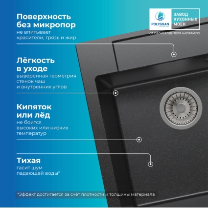Мойка кухонная POLYGRAN ARGO 460 (черный №16)